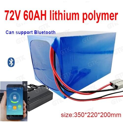 GTK 72v 60Ah lithium polymer battery with bluetooth BMS APP for 5000w scooter bicycle bike tricycle motorhome +10A charger