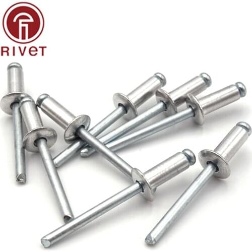 ISO 15977 M4 Aluminium Steel Mushroon Head Break Blind Rivets Nail Open Round Head Rivets For Furniture Car Aircraft 10Pcs