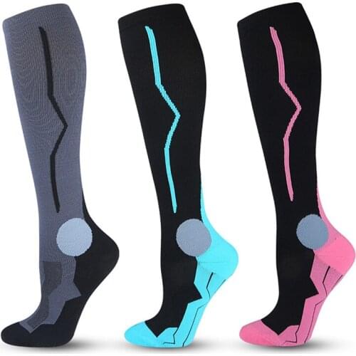 Men Women Compression Socks, Anti-Odor Knee High Stockings for Running, Flight Travel, and Cycling