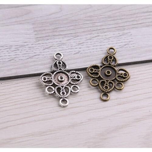 SWEET BELL 50pcs 19*27mm Two Color Zinc Alloy Necklace Charm Jewelry DIY Hollow Flower Connector Pendant Necklace