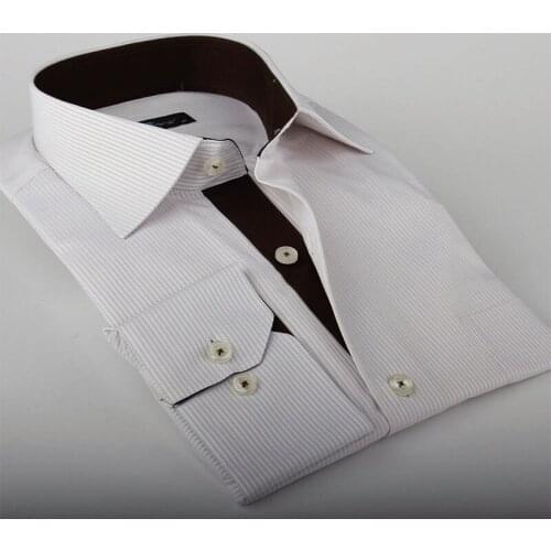 Fashion Casual Men Long Sleeve Shirt Soft Comfortable Men Dress Slim Fit Style Pocket Design Social Business Dress Stitching