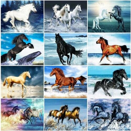 Diamond Painting Kits Full Round With AB Drill Horse 5D DIY Diamond Embroidery Animals Rhinestones Mosaic Sale Home Decoration