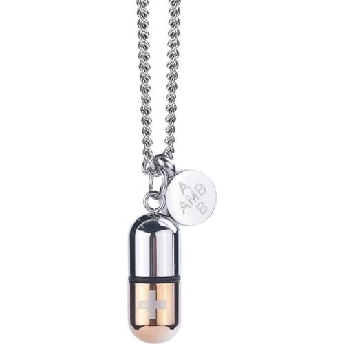 Stainless Steel Cremation Bullet Urn Pendant Necklace Jewelry Ash Jewelry Gift For Human Gift with Chain