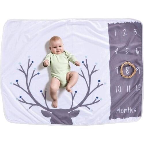 Baby Milestone Blanket Baby Photography Props Blanket Newborn 12 Monthly Photo Props Elk Background Blanket for Shooting