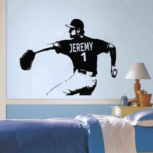 Personalized Name Baseball Wall Decal Softball Vinyl Sticker Sports Quote Wall Decoration Boy Bedroom Decal E129