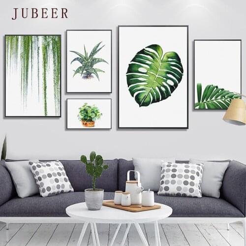 Scandinavian Poster Plant Leaf Decorative Wall Plaques Paintings for Living Room Wall Nordic Style Home Decor