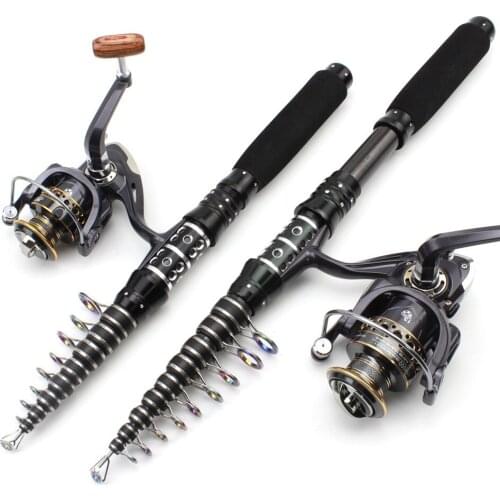 1.5M-1.8mRod Reel Combos Portable Carbon Portable Telescopic Fishing Rod Spinning Rod and Reels vara de pesca com molinete