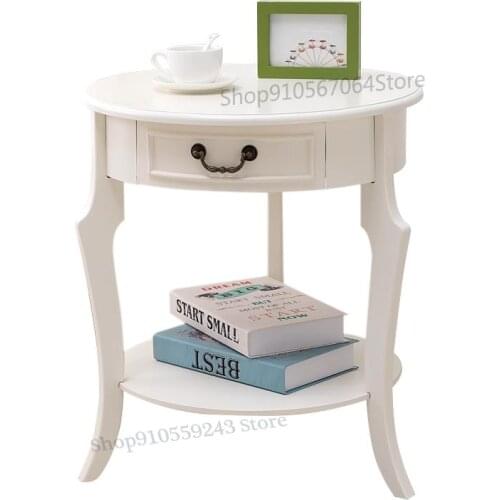 Simple American Telephone Table Sofa Side Table Corner Table European-style Sofa Side Table Small Round Table Tea Table Flower S