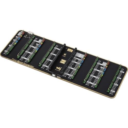 Waveshare Quad GPIO Expander for Raspberry Pi Pico, Four Sets of Male Headers, USB Power Connector