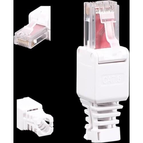 CAT6 RJ45 Connector No Crimp Network Connectors Modular Ethernet Cable Tool-less Crystal Head Cable End Crimp Plug