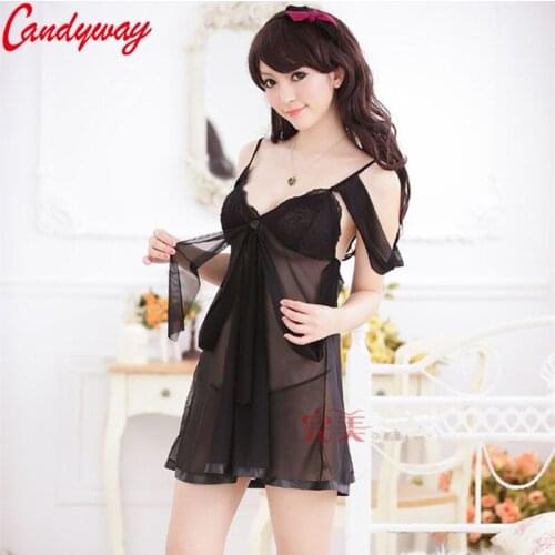 2 Colors Sexy lace Sleep dress Cloth underwear Perspective erotic G-string see though transparent hot sexy costume Hot sex wowen
