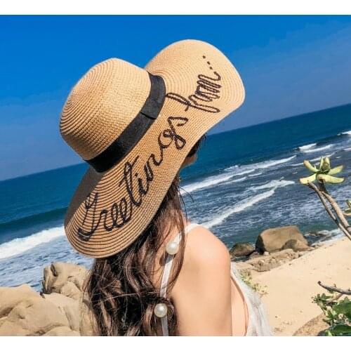 Simple Letter Sun Hats for Women Beach Hat Female Casual Braid Sunshade Panama Hat Gorras