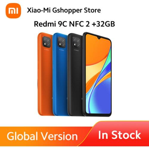 Глобальная версия Redmi 9C 2 ГБ 32ГБ NFC Mediatek Helio G35 13 МП AI тройная камера 6.53 "HD дисплей 5000mAh большая батарея