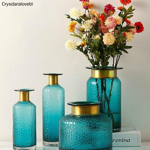 Modern Nordic Transparent Glass Gold Concave Snake Flower Vase Living Room Flower Arrangement Hydroponics Home Decoration