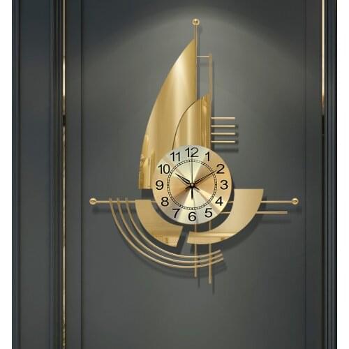 Modern Wrought Iron Sailboat Wall Clocks Home Livingroom Mute Clock Wall Sticker Decoration Hotel Porch Lobby Wall Mural Crafts