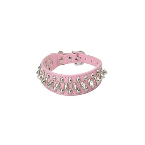 Super cool rivet dog collar dog leather PU collar punk round head nail anti biting pet collar pet products