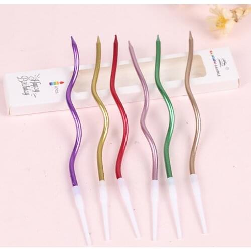 6 Piece/creative Threaded Candle Bending Spiral Cake Candles Multicolor Bending Cake Safety Flames For Childrens Birthday