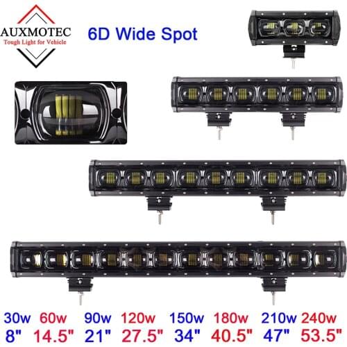 6D Lens Led Light Bar Wide Spot 30W 60W 90W 120W 150W 180W 210W Auto Car Work Drivng Lamp for 4WD ATV Trailer Offroad 12V 24V