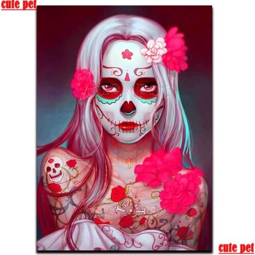 Needlework Patterns Halloween makeup girl Diy Diamond Painting Cross Stitch New 2020 Diamond Embroidery Rhinestone mosaic gifts