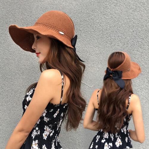 Spring Summer Big rafter cap Panama Hat For womens hats Sun hats peaked cap Collapsible Sun visor cap chapeau woman fedoras