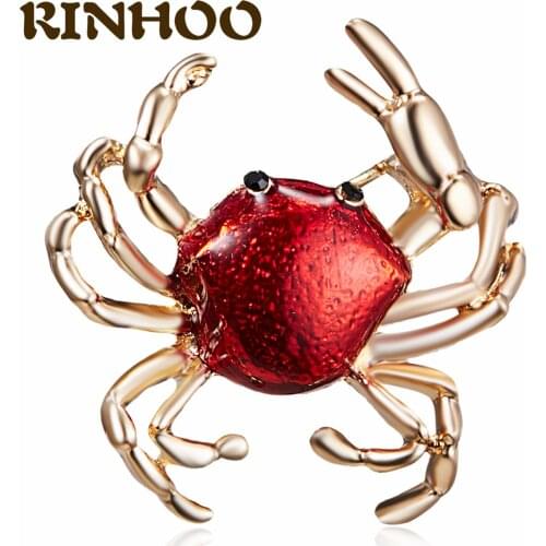 RINHOO Summer Hot Sale Cute Crab Brooches Women Enamel Aquatic Animal Brooch Bag Lapel Pins Fashion Party Jewelry Kids Gifts