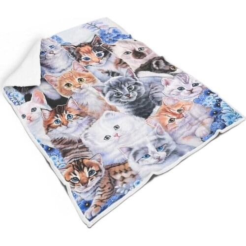 Cute Pet Cat Square Blanket Warm Super Soft Large Throw Blanket for Adult All Seasons Bedroom Chair Sofa Carpet