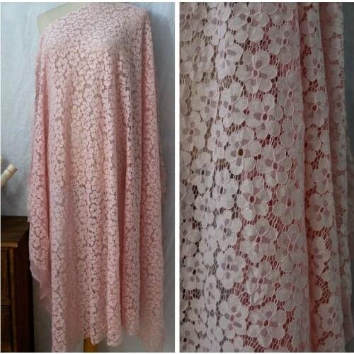 1Y/Lot Hollow Flowers Pink No Elastic Lace Fabric Home Decoration Clothing Skirt Accessories Material