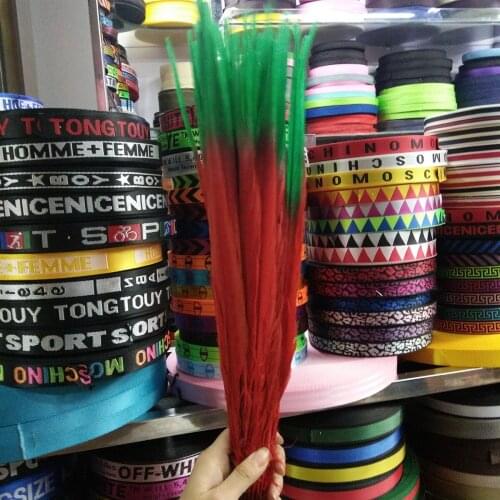 100 Pcs Red and Green Double Color Pheasants Feathers 16-18inch/40-45cm Stage Performances Decoration Clothing Accessories