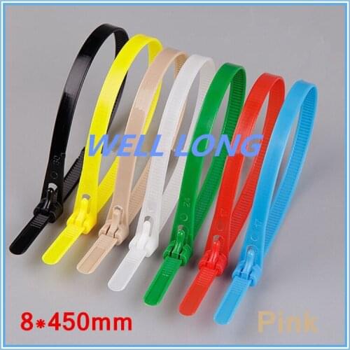 100pcs/lot 8*450mm Pink, Color Nylon Cable Ties, Cable Ties,Cable Ties Reusable