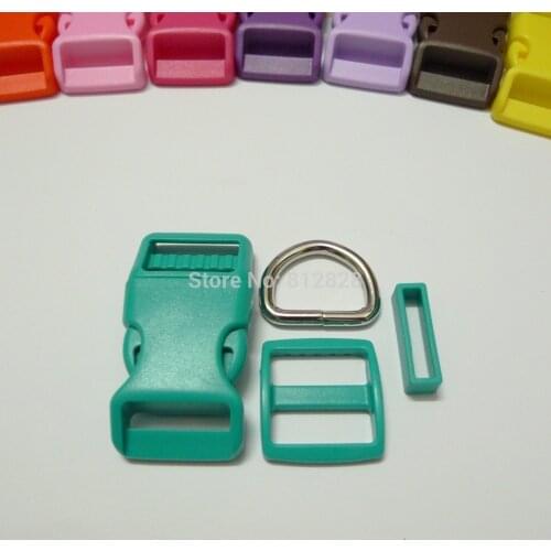 25 Sets 1'' 25mm #5 AQUA BLUE COLOR Dog Collar Hardware Curved Side Release Buckle Set