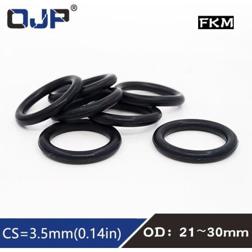 5PCS/lot Fluorine rubber Ring Black FKM Oring Seal CS:3.5mm OD21/22/23/24/25/26/27/28/29/30mm Rubber O-Ring Seal Oil Ring Gasket