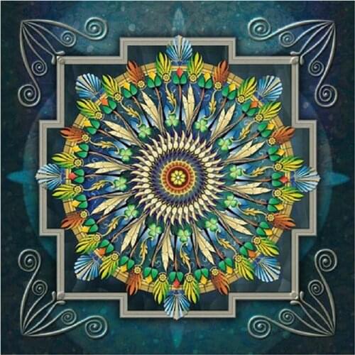 5D DIY Diamond Painting Mandala Mural Wall Decoration Kits Full Square Round Diamond Mosaic feather Mural Students Handmade