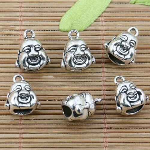 6pcs tibetan silver color 2sided Buddha charms EF2314