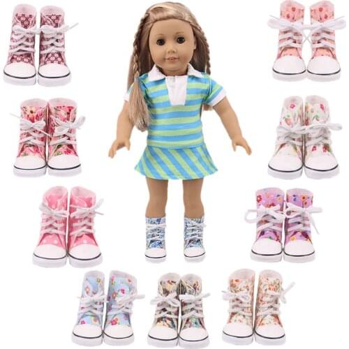 7Cm Doll Boots Printed-flower Shoes For 18 Inch American&43Cm Baby New Born Doll Child Birthday Gift For Our generation