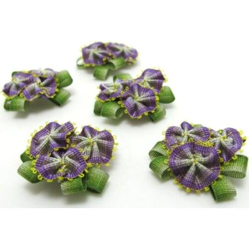 3 Pieces Flower Applique with Leaf Loop|Delicate Embellishment|Rosette Rose Flower|Baby Doll Quilting|Flower Boutique