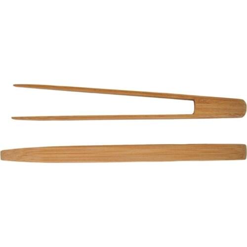 Bamboo Toaster Kitchen Tongs Long Easy Grip Toaster Serving Tongs for Cooking Toast Bread Barbecue Grilling