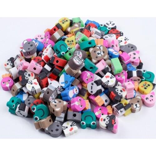 New 50/100Pcs Assorted Colors Various Cartoon Animals Polymer Clay Beads For DIY Necklace Bracelet Jewelry Accesories