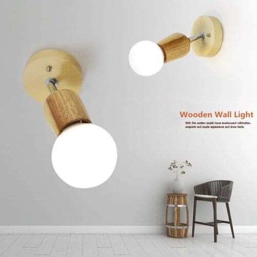 Wood Wall Lamp Simple Corridor Aisle Small Ceiling Lamp Modern E27 Wall Light for Bedroom Living Room Study Wall Scnoce Light