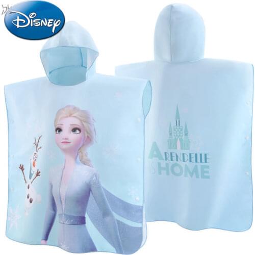 Disney Frozen Elsa Childrens Bath Towel Swimming Cape Bathrobe Quick-drying Hooded Beach Towel Absorbent Sports Towel