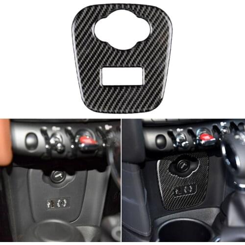 For Mini Cooper JCW F55 F56 Accessories Car Interior Carbon Fiber Cigarette Lighter USB AUX Panel Console Cover Sticker 57BA