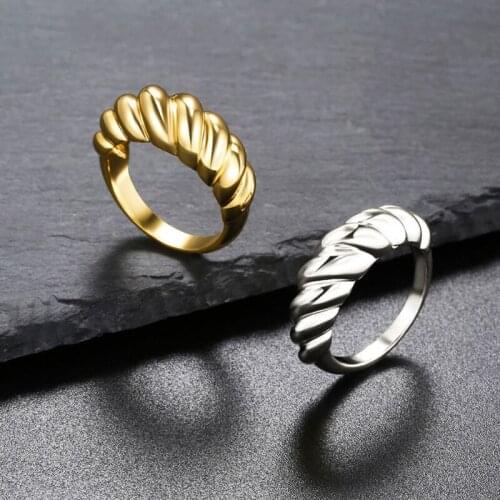 E56A Gold-plated Claw Horn Ring Wide Stack Ring Womens Thick Gold Ring Bubble Dome Ring Best Gift for Ladies/girls/men