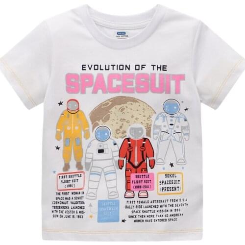 Jumping Meters White Baby T shirts With Space Man Print Fashion Boys Girls T shirts For Summer Kids Tees Tops Costume
