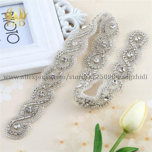 1 Piece Crystal Rhinestone Hot Fix Crystal Rhinestone Applique Fashion Sewing on Beaded Decoration for Wedding Dresses