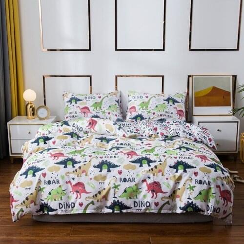 Cartoon Dinosaurus Print Bedding Sets Children Blankets Set 220X240 King Double Pair Cute Blankets With Cushion Loop