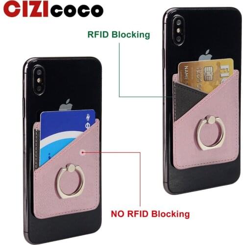 Leather Mobile Phone Card Holder Wallet Sticker For IPhone 11 X XS Max Ring Holder Pocket Card Slot Sticker