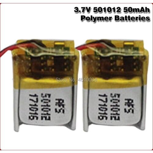 501012 3.7V 50mah Lithium Polymer Rechargeable Batteries For MP3 MP4 MP5 GPS Toy bluetooth headphone speaker recorder Lipo cells