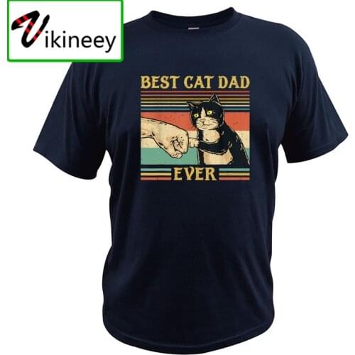 Best Cat Dad Ever Paw Fist Bump Fit T-Shirt Vintage Retro Gift Men Premium T Shirt 100% Cotton High Quality Tops
