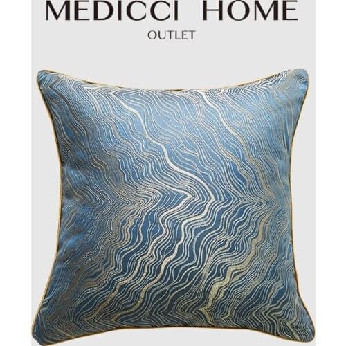 Medicci Home Cushion Cover Irregular Abstract Gold Lines Jacquard Modern Square Pillow Case Shams Coussins 45x45cm Free Shipping