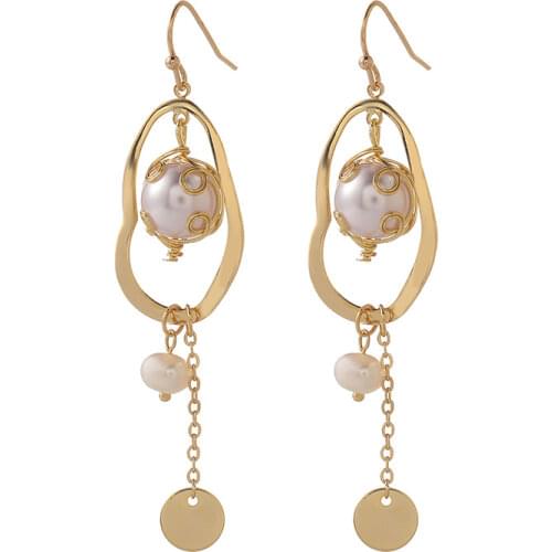 2021 New fashion jewelry 2021 Exaggerated irregular earrings long 18k Gold Plated Earring trendy pearl earrings