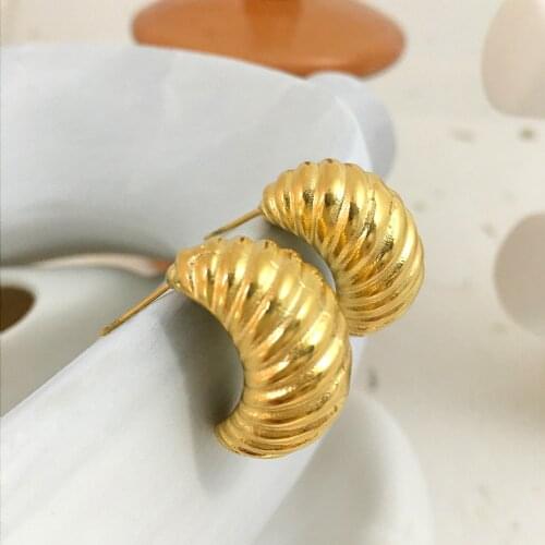 Monlansher Chunky Croissant Stud Earrings Metal Titanium Steel Stud Earrings for Women Minimalist Statement Earrings Jewelry